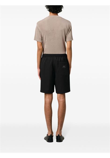 Bermuda con vita elasticizzata in nero AMI Paris - uomo AMI PARIS | HSO304PA0007001